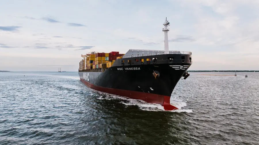 Container ship at sea